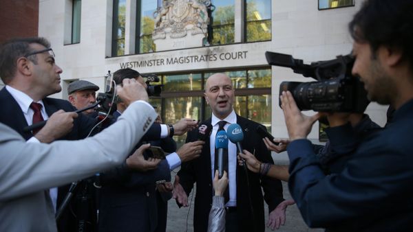 (FILES) In this file photo taken on September 25, 2018 Turkish businessman Akin Ipek speaks to members of the media as he leaves after appearing at Westminster Magistrates Court in London. A British court on November 28, 2018, rejected a request from Turkey to extradite Ipek, who is accused of helping to finance a 2016 coup attempt, his lawyers said - Sputnik International