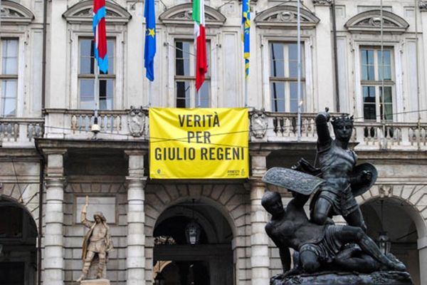 Truth for Giulio Regeni banner on the façade of Palazzo Civico (Turin Town Hall). (File photo). - Sputnik International