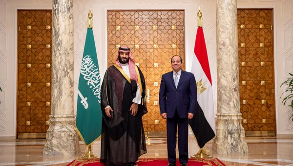 Saudi Arabia's Crown Prince Mohammed bin Salman stands next to Egyptian President Abdel Fattah al-Sisi at the Presidential Palace in Cairo, Egypt November 27, 2018 - Sputnik International