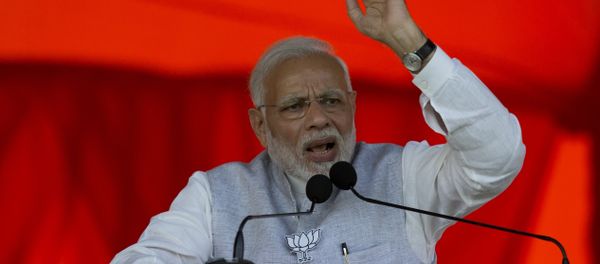 Indian Prime Minister Narendra Modi speaks during an election campaign rally at Mahabubnagar district of Telangana state, India, Tuesday, Nov. 27, 2018. Elections in Telangana state will be held in December Indian Prime Minister Narendra Modi speaks during an election campaign rally at Mahabubnagar district of Telangana state, India, Tuesday, Nov. 27, 2018. Elections in Telangana state will be held in December - Sputnik International