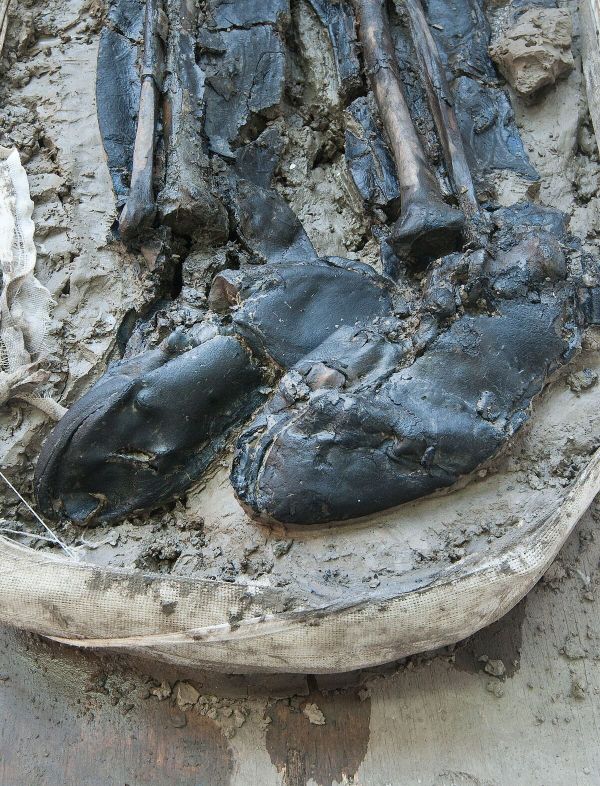 500-year-old skeleton discovered by archaeologists in the mud under London’s River Thames wearing intact thigh-high leather footwear - Sputnik International