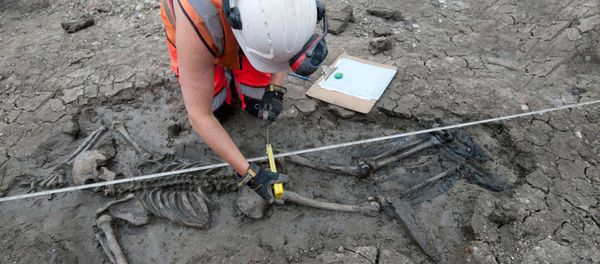 A 500-year-old skeleton was recently discovered by archaeologists in the mud under London’s River Thames wearing intact thigh-high leather footwear A 500-year-old skeleton was recently discovered by archaeologists in the mud under London’s River Thames wearing intact thigh-high leather footwear - Sputnik International