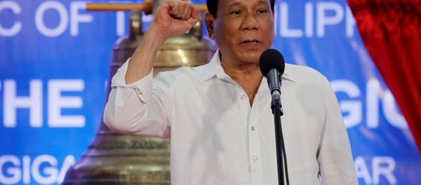 President Rodrigo Duterte speaks at a ceremony marking the return of the three Balangiga bells - Sputnik International