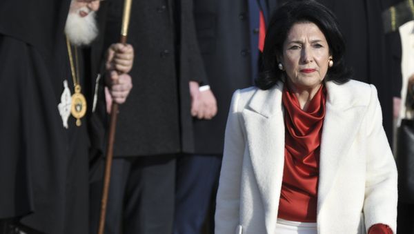 The new Georgian President Salome Zurabishvili arrives to attend her inauguration in Telavi, Georgia, Sunday, Dec. 16, 2018 - Sputnik International