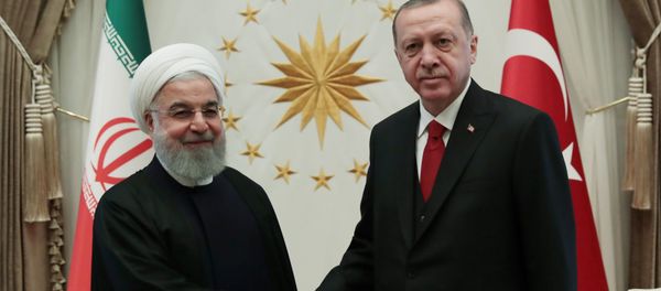 Turkish President Tayyip Erdogan shakes hands with his Iranian counterpart Hassan Rouhani before a meeting at the Presidential Palace in Ankara, Turkey, December 20, 2018 - Sputnik International