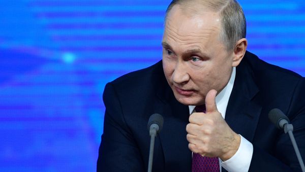 Vladimir Putin at annual year-end presser Vladimir Putin at annual year-end presser - Sputnik International