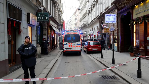 Police officers secure the area next to an ambulance after shots were fired in a restaurant in Vienna, Austria December 21, 2018 Police officers secure the area next to an ambulance after shots were fired in a restaurant in Vienna, Austria December 21, 2018 - Sputnik International