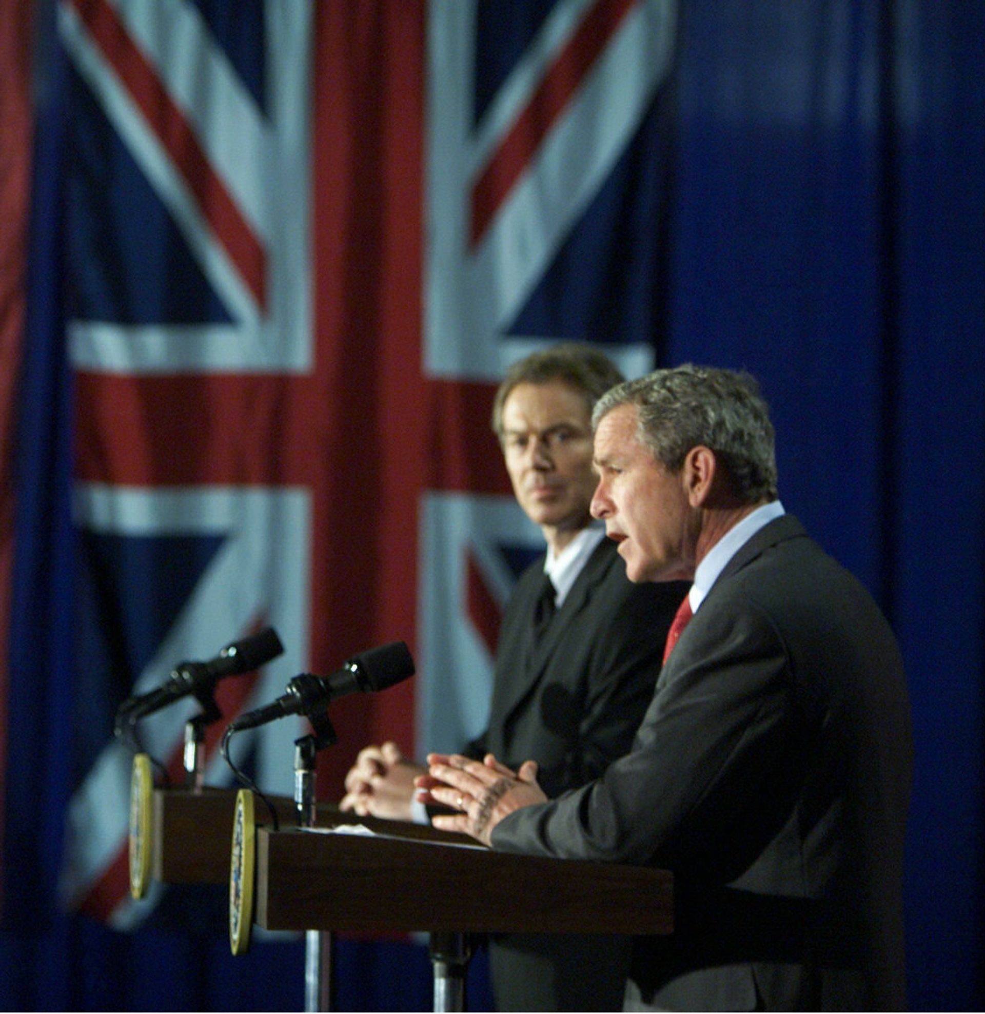 Former US president George Bush and Former UK Prime Minister Tony Blair Former US president George Bush and Former UK Prime Minister Tony Blair - Sputnik International, 1920, 15.12.2021