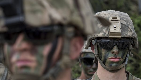 NATO soldiers of U.S. take part in a military exercise 'Saber Strike 2018' at the Training Range in Pabrade some 60km (38 miles) north of the capital Vilnius, Lithuania, Monday, June 11, 2018 - Sputnik International
