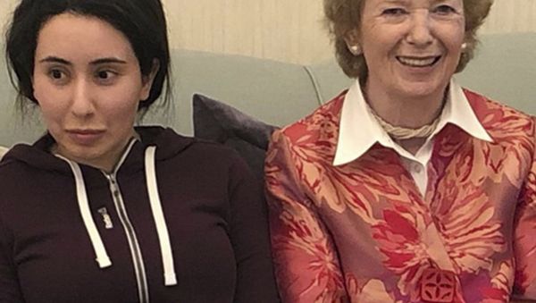 In this Saturday, Dec. 15, 2018 photo, released on Monday, Dec. 24, 2018, by the United Arab Emirates' Ministry of Foreign Affairs and International Cooperation, Sheikha Latifa bint Mohammed Al Maktoum, a daughter of Dubai's ruler Sheikh Mohammed bin Rashid Al Maktoum, left, meets Mary Robinson, a former United Nations High Commissioner for Human Rights and former president of Ireland, in Dubai, United Arab Emirates - Sputnik International