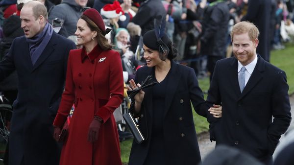 Britain's Prince William, left, Kate, Duchess of Cambridge, second left, Meghan Duchess of Sussex and Prince Harry, right, arrive to attend the Christmas day service at St Mary Magdalene Church in Sandringham in Norfolk, England, Tuesday, Dec. 25, 2018. Britain's Prince William, left, Kate, Duchess of Cambridge, second left, Meghan Duchess of Sussex and Prince Harry, right, arrive to attend the Christmas day service at St Mary Magdalene Church in Sandringham in Norfolk, England, Tuesday, Dec. 25, 2018. - Sputnik International