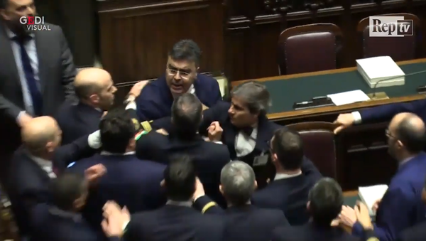 Brawl in Italy's Parliament Brawl in Italy's Parliament - Sputnik International