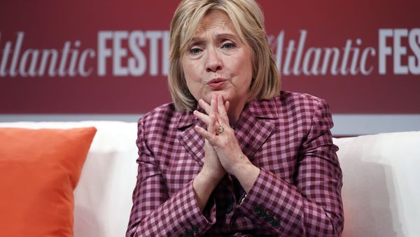 Former Secretary of State Hillary Clinton talks with Jeffrey Goldberg, editor in chief of The Atlantic, during The Atlantic Festival, Tuesday, Oct. 2, 2018, in Washington - Sputnik International