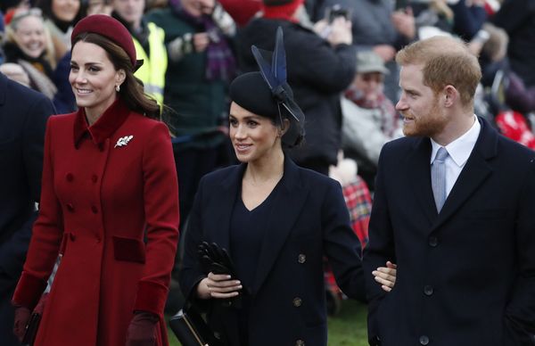 Britain's Kate, Duchess of Cambridge, left, Meghan Duchess of Sussex and Prince Harry, right, arrive to attend the Christmas day service at St Mary Magdalene Church in Sandringham in Norfolk, England, Tuesday, Dec. 25, 2018. Britain's Kate, Duchess of Cambridge, left, Meghan Duchess of Sussex and Prince Harry, right, arrive to attend the Christmas day service at St Mary Magdalene Church in Sandringham in Norfolk, England, Tuesday, Dec. 25, 2018. - Sputnik International