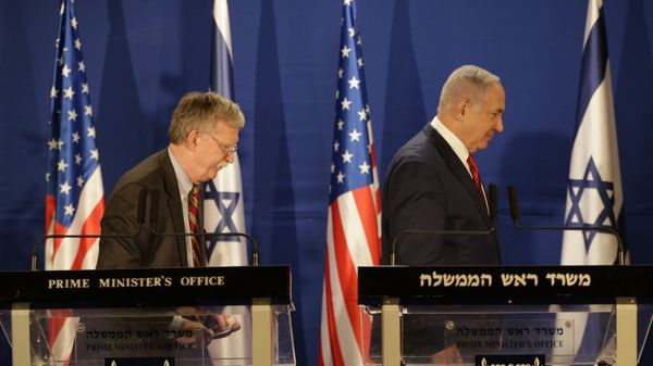 Israeli Prime Minister Benjamin Netanyahu, right, and US National Security Advisor John Bolton, leave the stage after their statement to the media follow their meeting, in Jerusalem, Sunday, Jan. 6, 2019. - Sputnik International