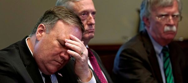 From left, U.S. Secretary of State Mike Pompeo, Secretary of Defense James Mattis and national security adviser John Bolton attend a meeting between U.S. President Donald Trump and NATO Secretary General Jens Stoltenberg at the White House in Washington. U.S., May 17, 2018 From left, U.S. Secretary of State Mike Pompeo, Secretary of Defense James Mattis and national security adviser John Bolton attend a meeting between U.S. President Donald Trump and NATO Secretary General Jens Stoltenberg at the White House in Washington. U.S., May 17, 2018 - Sputnik International