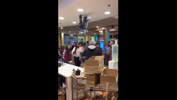 McDonald's restaurant in Moreno Valley, California, gets torn apart following confrontation between customers over the eatery's play area. McDonald's restaurant in Moreno Valley, California, gets torn apart following confrontation between customers over the eatery's play area. - Sputnik International