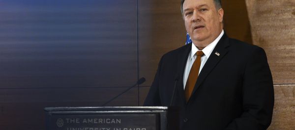 Secretary of State Mike Pompeo speaks to students at the American University Cairo, in the eastern suburb of New Cairo, Egypt, east of the capital, Thursday, Jan. 10, 2019 - Sputnik International