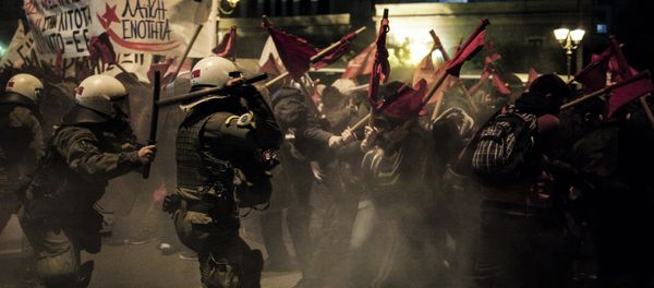 Акция в Афинах против визита Ангелы Меркель Акция в Афинах против визита Ангелы Меркель - Sputnik International
