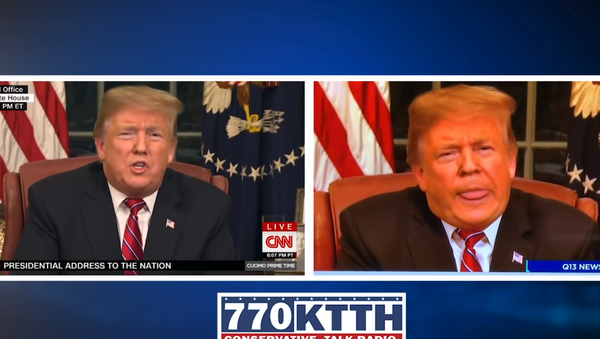 Staffer from Washington State news station fired over doctored video of US President Donald Trump's Oval Office speech on January 8, 2019. - Sputnik International
