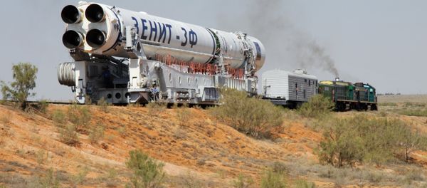 Transferring Zenit-3M rocket with Fregat-Sb upper stage and Spektr-R Russian astrophysical observatory to the launch complex of Baikonur Cosmodrome. Transferring Zenit-3M rocket with Fregat-Sb upper stage and Spektr-R Russian astrophysical observatory to the launch complex of Baikonur Cosmodrome. - Sputnik International