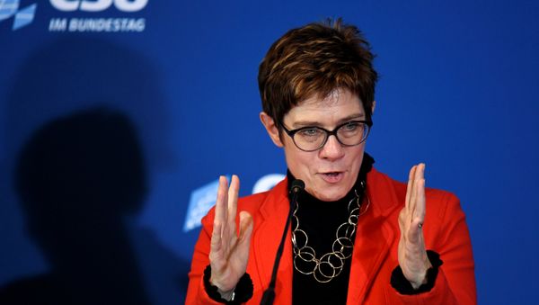 Christian Democratic Union, CDU party leader Annegret Kramp-Karrenbauer gives a statement after a Christian Social Union party meeting at “Kloster Seeon” in Seeon, Germany, January 5, 2019 - Sputnik International