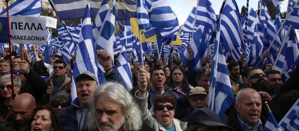 Rally Against Macedonia Name Change Deal in Athens Rally Against Macedonia Name Change Deal in Athens - Sputnik International