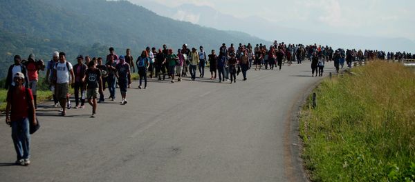 Migrants walk during their journey towards the United States, in Huixtla, Mexico, January 20, 2019 Migrants walk during their journey towards the United States, in Huixtla, Mexico, January 20, 2019 - Sputnik International
