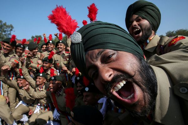 Cadets from the National Cadet Corps (NCC) celebrate after being awarded second place in a marching competition Cadets from the National Cadet Corps (NCC) celebrate after being awarded second place in a marching competition - Sputnik International