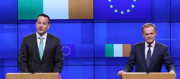 EU Council President Donald Tusk and Irish Prime Minister Leo Varadkar give statements after a meeting at the European Council headquarters in Brussels, Belgium February 6, 2019. EU Council President Donald Tusk and Irish Prime Minister Leo Varadkar give statements after a meeting at the European Council headquarters in Brussels, Belgium February 6, 2019. - Sputnik International