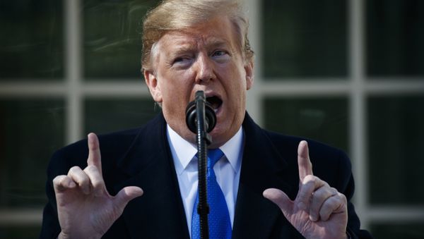 President Donald Trump speaks during an event in the Rose Garden at the White House to declare a national emergency in order to build a wall along the southern border, Friday, Feb. 15, 2019, in Washington President Donald Trump speaks during an event in the Rose Garden at the White House to declare a national emergency in order to build a wall along the southern border, Friday, Feb. 15, 2019, in Washington - Sputnik International
