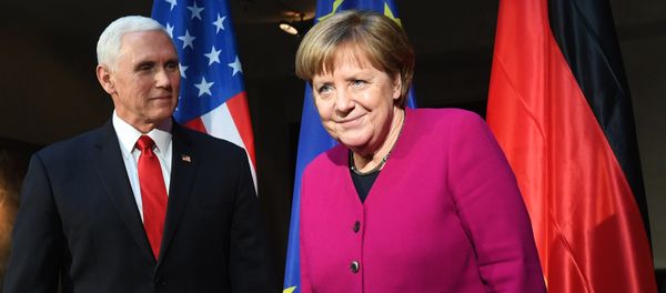 German Chancellor Angela Merkel (R) and US Vice President Mike Pence pose during a photo call at the 55th Munich Security Conference in Munich, southern Germany, on February 16, 2019 German Chancellor Angela Merkel (R) and US Vice President Mike Pence pose during a photo call at the 55th Munich Security Conference in Munich, southern Germany, on February 16, 2019 - Sputnik International