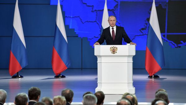 Vladimir Putin delivers his annual address to the Federal Assembly, 20 February 2019. - Sputnik International