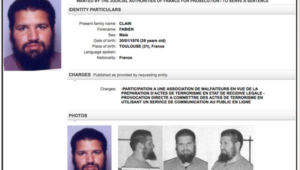 This Thursday, Sept. 22, 2016, screen grab from the Interpol wanted persons web page shows a red notice for Fabien Clain. Fabien Clain claimed responsibility on behalf of the Islamic State group for the Nov. 13, 2015, attacks in Paris in an audio recording released soon afterward - Sputnik International