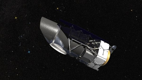 WFIRST, the Wide Field Infrared Survey Telescope, is shown here in an artist's rendering. It will carry a Wide Field Instrument to provide astronomers with Hubble-quality images covering large swaths of the sky, and enabling several studies of cosmic evolution. Its Coronagraph Instrument will directly image exoplanets similar to those in our own solar system and make detailed measurements of the chemical makeup of their atmospheres.  - Sputnik International