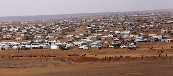 This picture taken Tuesday, Feb. 14, 2017, shows an ariel view of the informal Rukban camp, between the Jordan and Syria borders. This picture taken Tuesday, Feb. 14, 2017, shows an ariel view of the informal Rukban camp, between the Jordan and Syria borders. - Sputnik International