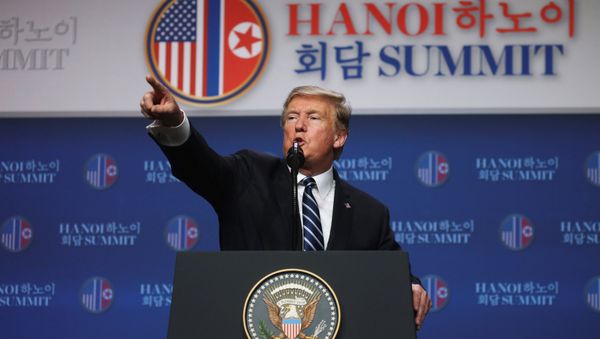 U.S. President Donald Trump holds a news conference after his summit with North Korean leader Kim Jong Un at the JW Marriott hotel in Hanoi, Vietnam, February 28, 2019 U.S. President Donald Trump holds a news conference after his summit with North Korean leader Kim Jong Un at the JW Marriott hotel in Hanoi, Vietnam, February 28, 2019 - Sputnik International
