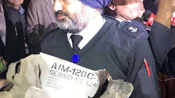Part of Pakistan's F-16, which was reportedly shot down by Indian troops. File photo - Sputnik International