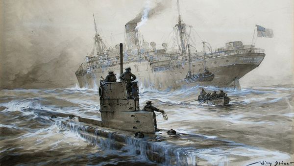 German depiction of the attack of a U-boat on the Linda Blanche during WWI, showing the disembarkation of passengers from the stricken vessel - a procedure not always done in practice German depiction of the attack of a U-boat on the Linda Blanche during WWI, showing the disembarkation of passengers from the stricken vessel - a procedure not always done in practice - Sputnik International