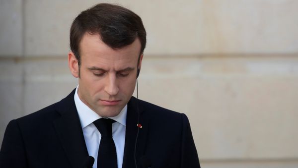 French President Emmanuel Macron and German Chancellor Angela Merkel (not pictured) attend a joint news conference at the Elysee Palace in Paris, France, February 27, 2019 - Sputnik International