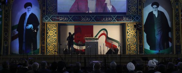 Hezbollah leader Sayyed Hassan Nasrallah delivers a live broadcast speech, during a rally to commemorate the 40th anniversary of Iran's Islamic Revolution, in southern Beirut, Lebanon, Wednesday, Feb. 6, 2019 - Sputnik International