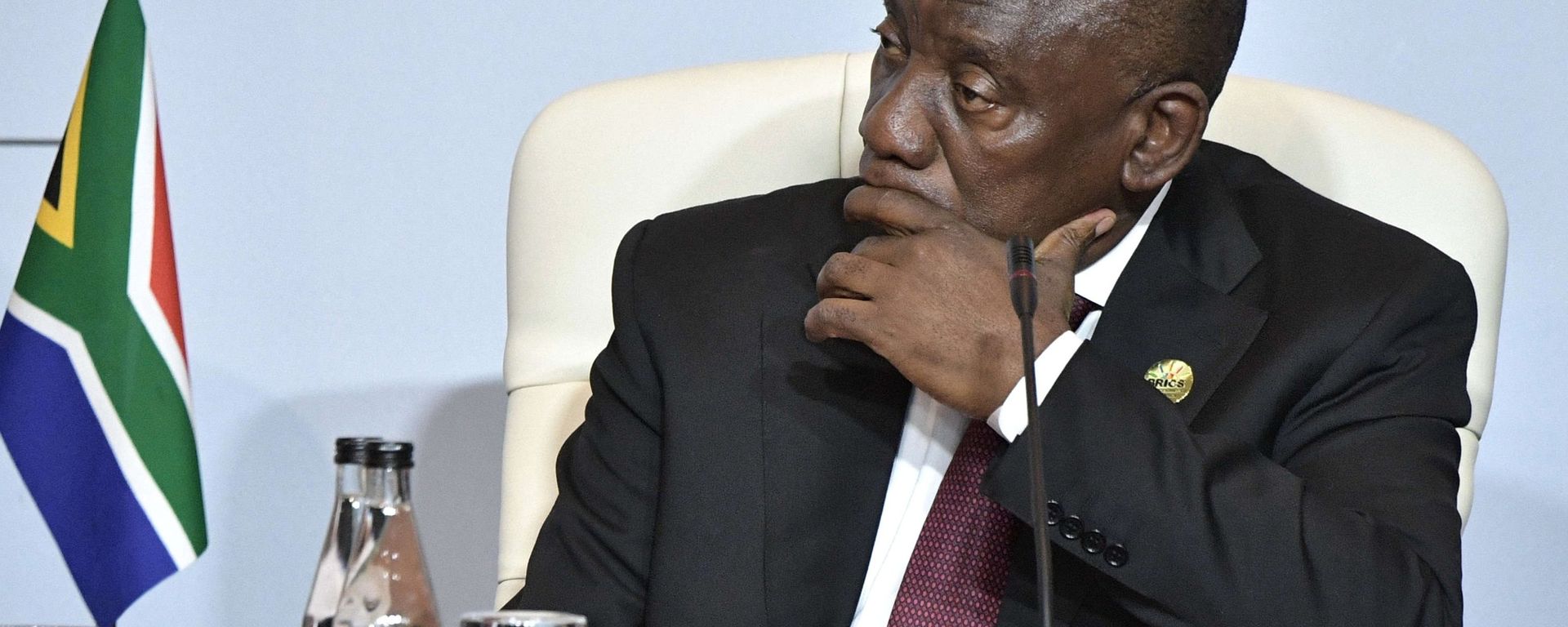 South African President Cyril Ramaphosa at a BRICS group of country meeting in July 2018. File photo. South African President Cyril Ramaphosa at a BRICS group of country meeting in July 2018. File photo. - Sputnik International, 1920, 28.09.2020