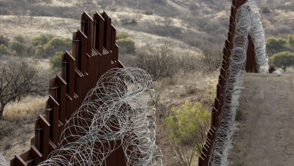 A razor-wire-covered border wall separates the United States, at left, from Mexico east of Nogales, Ariz - Sputnik International