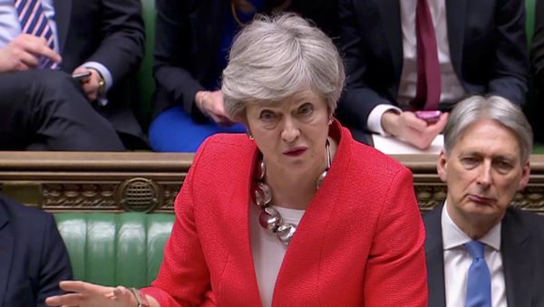 Britain's Prime Minister Theresa May speaks in Parliament in London, Britain, March 12, 2019, in this screen grab taken from video - Sputnik International
