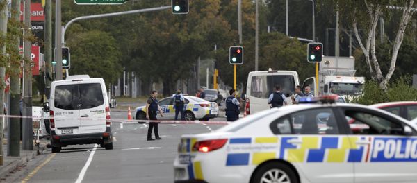 Police block the road near the shooting at a mosque in Linwood, Christchurch, New Zealand, Friday - Sputnik International