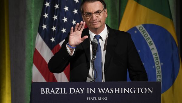 Brazilian President Jair Bolsonaro speaks at the Chamber of Commerce in Washington, Monday, March 18, 2019. - Sputnik International