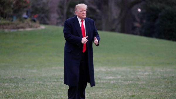 U.S. President Donald Trump reacts as he returns to the White House after U.S. Attorney General William Barr reported to congressional leaders on the submission of the report of Special Counsel Robert Mueller in Washington, U.S., March 24, 2019 - Sputnik International