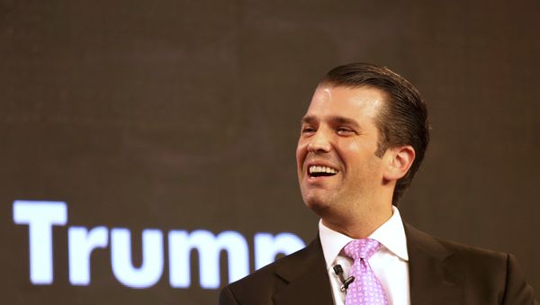 Donald Trump Jr, the eldest son of US President Donald Trump, speaks at a Global Business Summit in New Delhi, India, Friday, Feb. 23, 2018 - Sputnik International