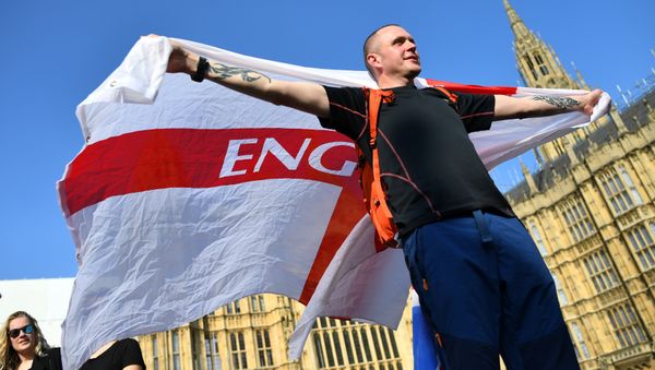A Pro-Brexit protester demonstrates outside the Houses of Parliament in London, Britain, March 29, 2019. A Pro-Brexit protester demonstrates outside the Houses of Parliament in London, Britain, March 29, 2019. - Sputnik International