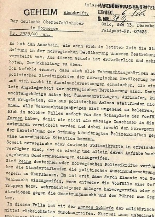 A facsimile of the first page of Gen. Nikolaus von Falkenhorst’s letter to his troops, as it appears in the booklet published by the British government, in the National Library - Sputnik International